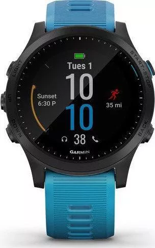 Smartwatch Garmin Forerunner 945 47mm Stainless Steel Case Black & Slicone Strap Blue
