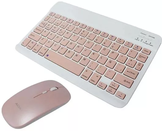 Σετ Πληκτρολόγιο & Ποντίκι AOAS AS-110 Ασύρματο Bluetooth Αγγλικό US Ροζ