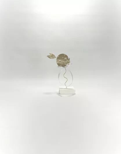 Επιτραπέζιο Γούρι Ρόδι από Μέταλλο Ασημί