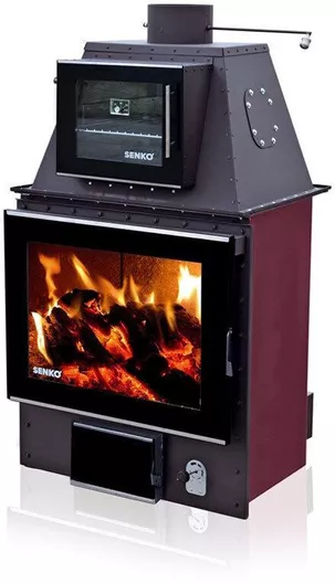 Ενεργειακό Τζάκι Senko Central 30-35 KW Modern Ξύλου Καλοριφέρ Ίσιο με Ανοιγόμενη Πόρτα Κλειστού Δοχείου με Φούρνο