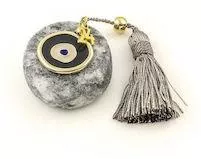 Γούρι Themelidis Jewels Επιτραπέζιο Μάτι Μαύρο από Πέτρα 2024 Ασημί