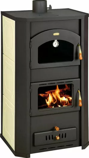 Ξυλόσομπα Prity FG W20 Κεραμική Καλοριφέρ με Φούρνο 23kW Μπεζ