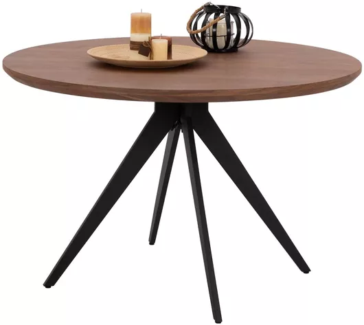 Τραπέζι Τραπεζαρίας Στρογγυλό Ξύλινο με Μεταλλικό Σκελετό 120x120x75cm