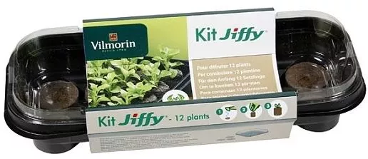 Σετ Μίνι Θερμοκήπιο Και 12 Ταμπλέτες Κοπροχώματος Vilmorin Kit Jiffy 12