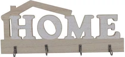 Κλειδοθήκη Τοίχου Uncle George Κρεμαστό Ξύλινο "Home" 30x1x10cm Λευκό