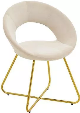 Καρέκλα Τραπεζαρίας Pakoworld Valentina 127-000168 Βελούδο 65x60x82cm Μπεζ