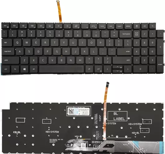 Πληκτρολόγιο Laptop για Dell Inspiron G15 5510/5511/5515/5520/15 3511/3515/7510 US Backlit Οριζόντιο Enter με Οριζόντιο Enter Μαύρο