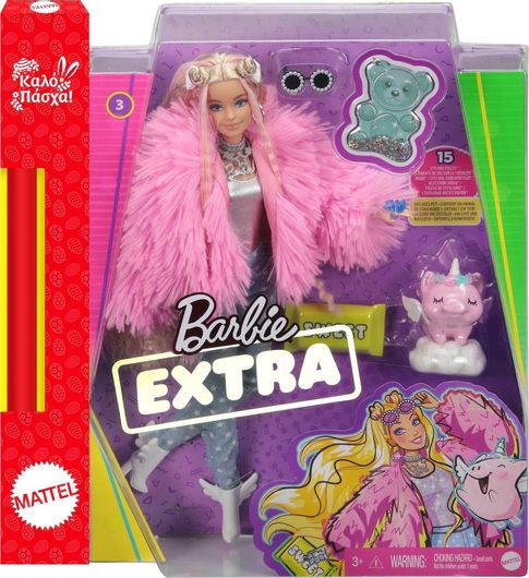 Παιχνιδολαμπάδα Mattel Barbie Extra Fluffy Pink Jacket για 3+ Ετών
