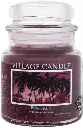 Αρωματικό Κερί Village Candle σε Βάζο με Άρωμα Palm Beach 389gr Μοβ