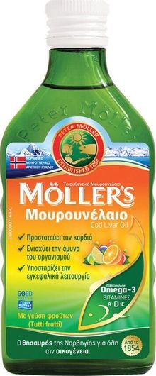 Moller's Tutti Frutti Μουρουνέλαιο και Ιχθυέλαιο Κατάλληλο για Παιδιά 1200mg 250ml Tutti Frutti