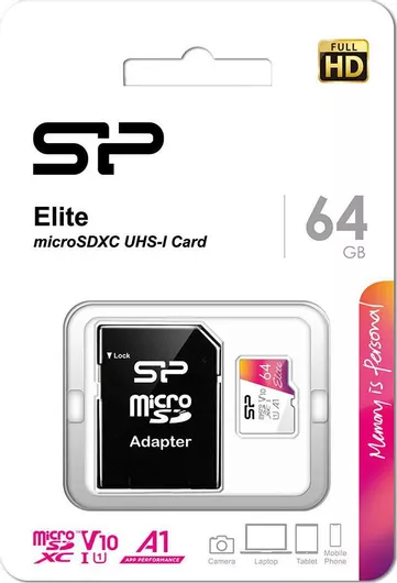 Silicon Power Elite microSDXC 64GB Class 10 U1 A1 UHS-I με αντάπτορα
