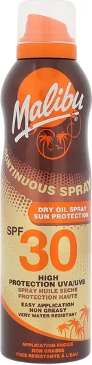Malibu Continuous Dry Oil Αδιάβροχη Αντηλιακή Λοσιόν για το Σώμα SPF30 σε Spray 175ml