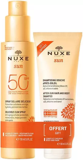 Σετ Ανηλακών Nuxe Delicious Sun SPF50 σε Spray με Σαμπουάν 2τμχ