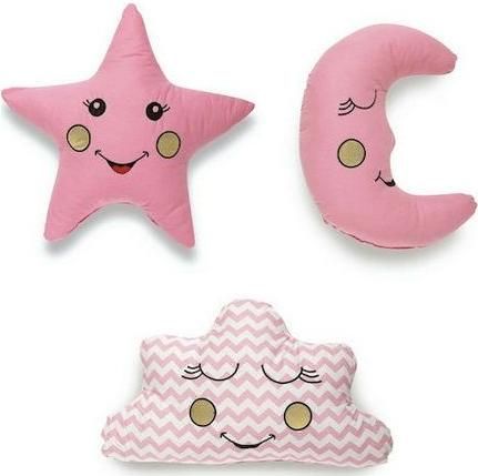 Βρεφικό Διακοσμητικό Μαξιλάρι Κούνιας SB Home 3τμχ Ροζ