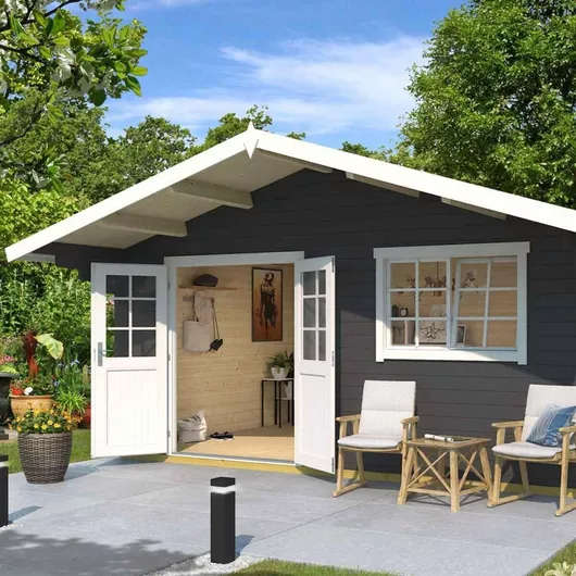 Ξύλινο Σπίτι Ηλέκτρα Γκρι με Διπλή Πόρτα Μ5.05xΠ4.1xΥ