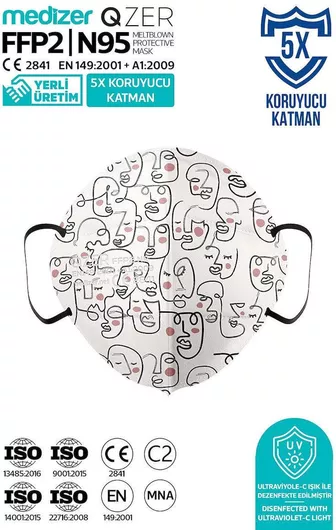 Μάσκες Αποστειρωμένη Υψηλής Προστασίας FFP2/N95 QZER Line Art | 10τμχ