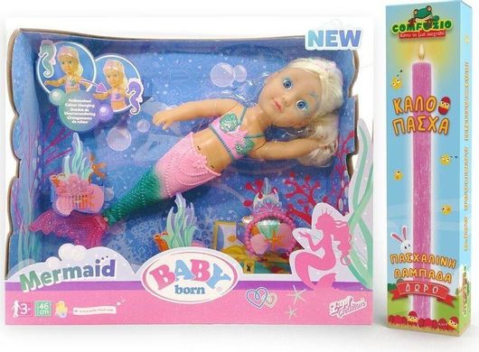 Παιχνιδολαμπάδα Zapf Baby Born ZF829370LA Κούκλα Little Sister Γοργόνα 46cm