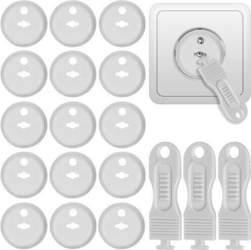 Προστατευτικό Κάλυμμα Πριζών από Πλαστικό 15τμχ Λευκό