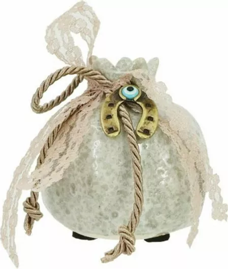 Marhome Επιτραπέζιο Γούρι Ρόδι από Κεραμικό Υλικό Μπεζ 6.5x6.5cm