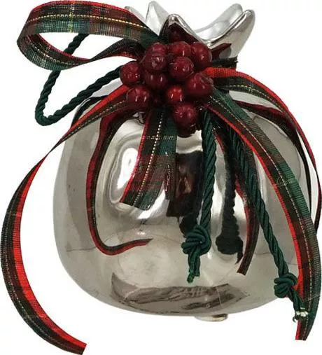 Marhome Επιτραπέζιο Γούρι Ρόδι Μεσαίο Σε Κουτί από Κεραμικό Υλικό Ασημί 9x10cm