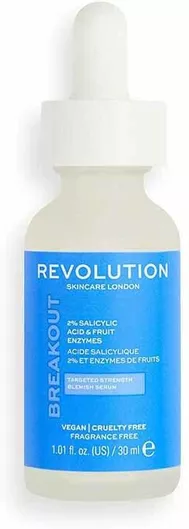 Serum Προσώπου Revolution Beauty Skincare Breakout 2% Salicylic Acid & Fruit Enzymes για Ακμή 30ml