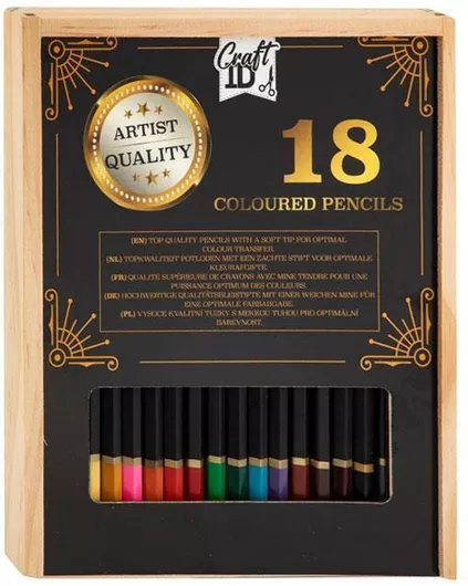 Ξυλομπογιές 18 Χρωματιστά Μολύβια Ξύλινη Θήκη