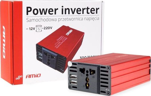 Inverter Αυτοκινήτου AMiO PI03 300W για Μετατροπή 12V DC σε 230V AC με 2xUSB / AM
