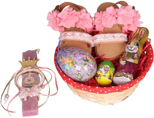 Σετ Λαμπάδα Σανδάλια Παιδικό Πασχαλινή Σύνθεση Σοκολατένια Αυγά Set50