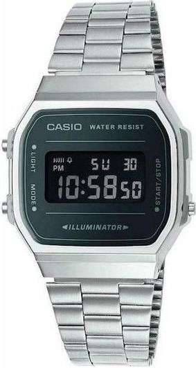 Ανδρικό Ρολόι Casio A-168WEM-1EF με Μεταλλικό Μπρασελέ Ασημί