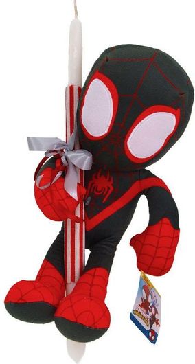 Πασχαλινή Λαμπάδα White House Spiderman Μαύρος Spidey and His Amazing Friends Λούτρινο 35cm ​Λευκό