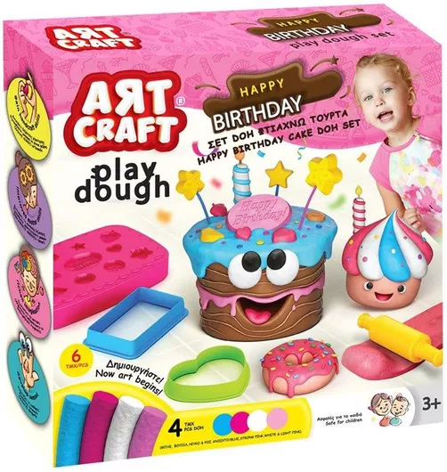 Πλαστελίνη Σετ Παιχνιδιού Φτιάχνω Τούρτα Γενεθλίων για 3+ Ετών 4x50gr 
