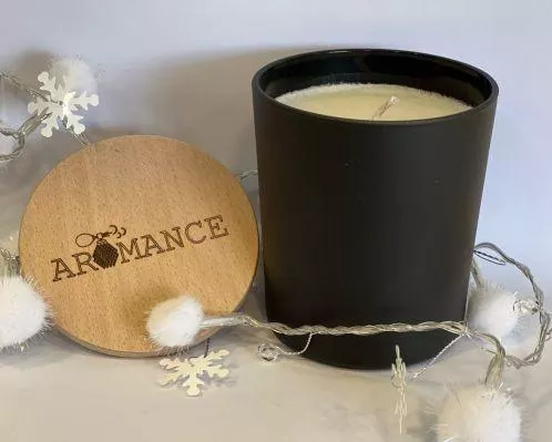 Κερί Aromance Αρωματικό Σόγιας σε Βάζο Σανδαλόξυλο Μαύρο