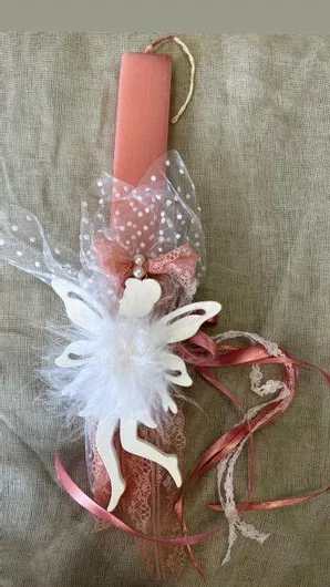 Πασχαλινή Λαμπάδα Aromance Αρωματική & Χειροποίητη Πλακέ Ροζ