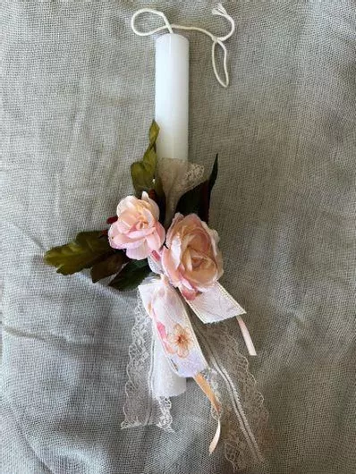 Πασχαλινή Λαμπάδα Aromance Αρωματική & Χειροποίητη Πλακέ Λευκό