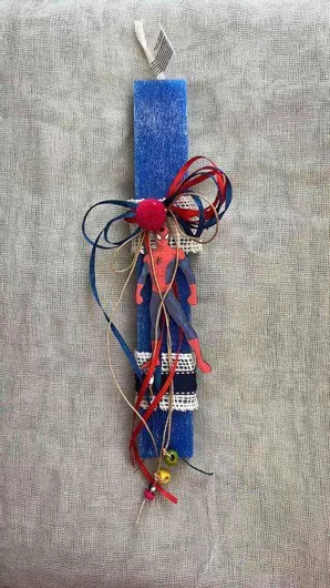 Πασχαλινή Λαμπάδα Aromance Αρωματική & Χειροποίητη Πλακέ Μπλε