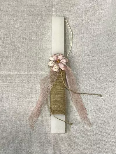 Πασχαλινή Λαμπάδα Aromance Αρωματική & Χειροποίητη Πλακέ Λευκό