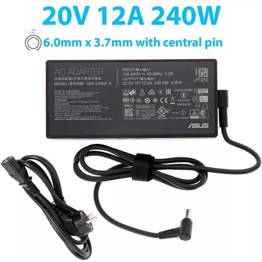 Asus Φορτιστής Laptop 240W 20V 12A με Αποσπώμενο Καλώδιο Τροφοδοσίας