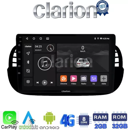 Ηχοσύστημα Αυτοκινήτου Clarion για Fiat 500 2007 - 2016 Bluetooth/USB/WiFi/GPS/Android-Auto με Οθόνη Αφής 9.5"