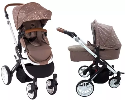 Καρότσι Μωρού 3 σε 1 Kikka Boo Dotty Port Bebe με 5 Σημεία Πρόσδεσης για Νεογέννητα Καφέ