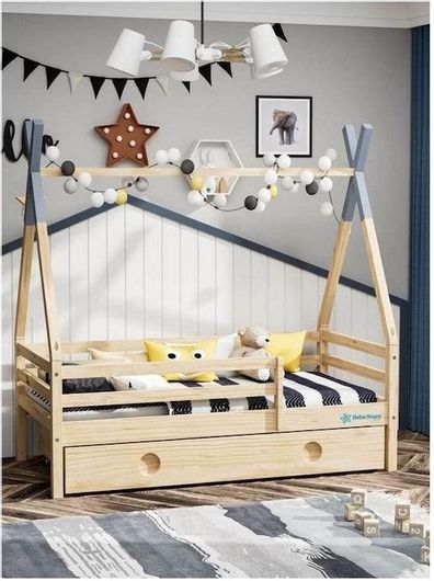 Παιδικό Κρεβάτι Τύπου Montessori Μονό για Στρώμα 80x160cm Galaxy Μπεζ