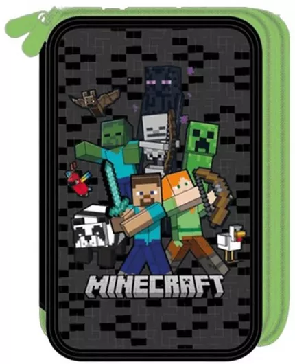 Σχολική Κασετίνα Graffiti Minecraft Διπλή Τετράγωνη Πράσινο