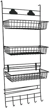 Βάση Τοίχου Uncle George Μεταλλική 30x13x47cm με 3 Ράφια & 6 Γάντζους Μαύρο