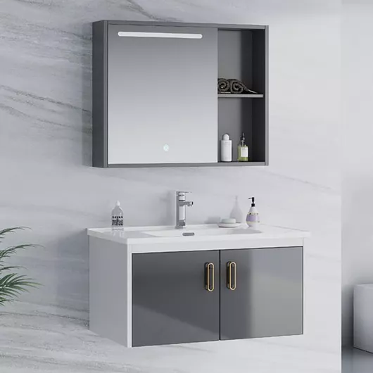 Πάγκος Martin Isabel 80 Anthracite με Νιπτήρα & Καθρέπτη με Φως Λευκό /anthracite