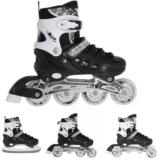 Αυξομειούμενα Roller Inline Nils Extreme NH 10905 Σετ 4 σε 1 Large (39-42) Μαύρο