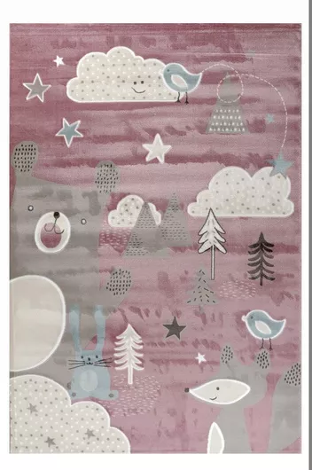 Παιδικό Χαλί Tzikas Carpets Σύννεφα 160x230cm Μηχανής Ροζ