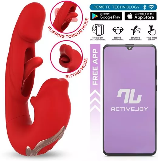 Δονητής Intoyou App Series Mouty Vibe With Biting And Flipping With App για Ζευγάρια 17.2cm Κόκκινο