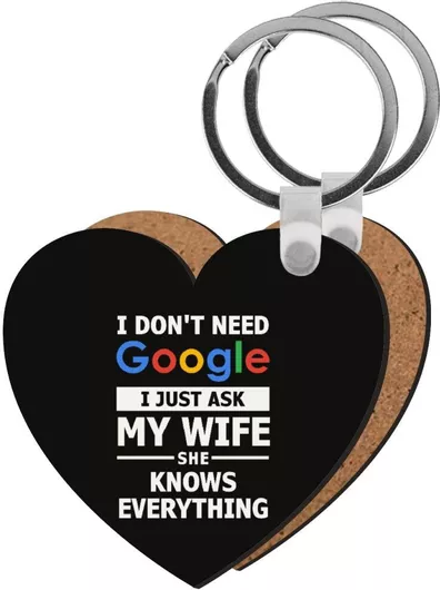 Μπρελόκ I don't need Google just ask my WIFE Καρδιά Μαύρο