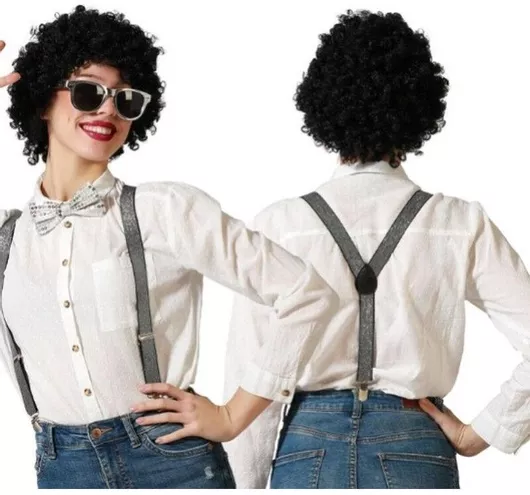 Αποκριάτικο Σετ Αξεσουάρ BigBuy Carnival S1133700 Τιράντες & Γυαλιά Ασημί