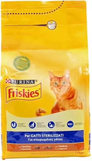 Ξηρά Τροφή Purina Friskies 1.5kg για Ενήλικες Στειρωμένες Γάτες με Γαλοπούλα