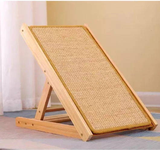 Ονυχοδρόμιο Γάτας Animal Κρεβάτι με Χαλάκι Scratcher Ξύλινο 48x28x52cm Μπεζ